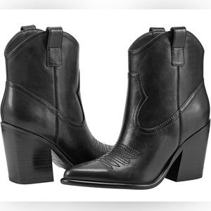 6 Marc Fisher Black Leather Pointed Toe Boots New